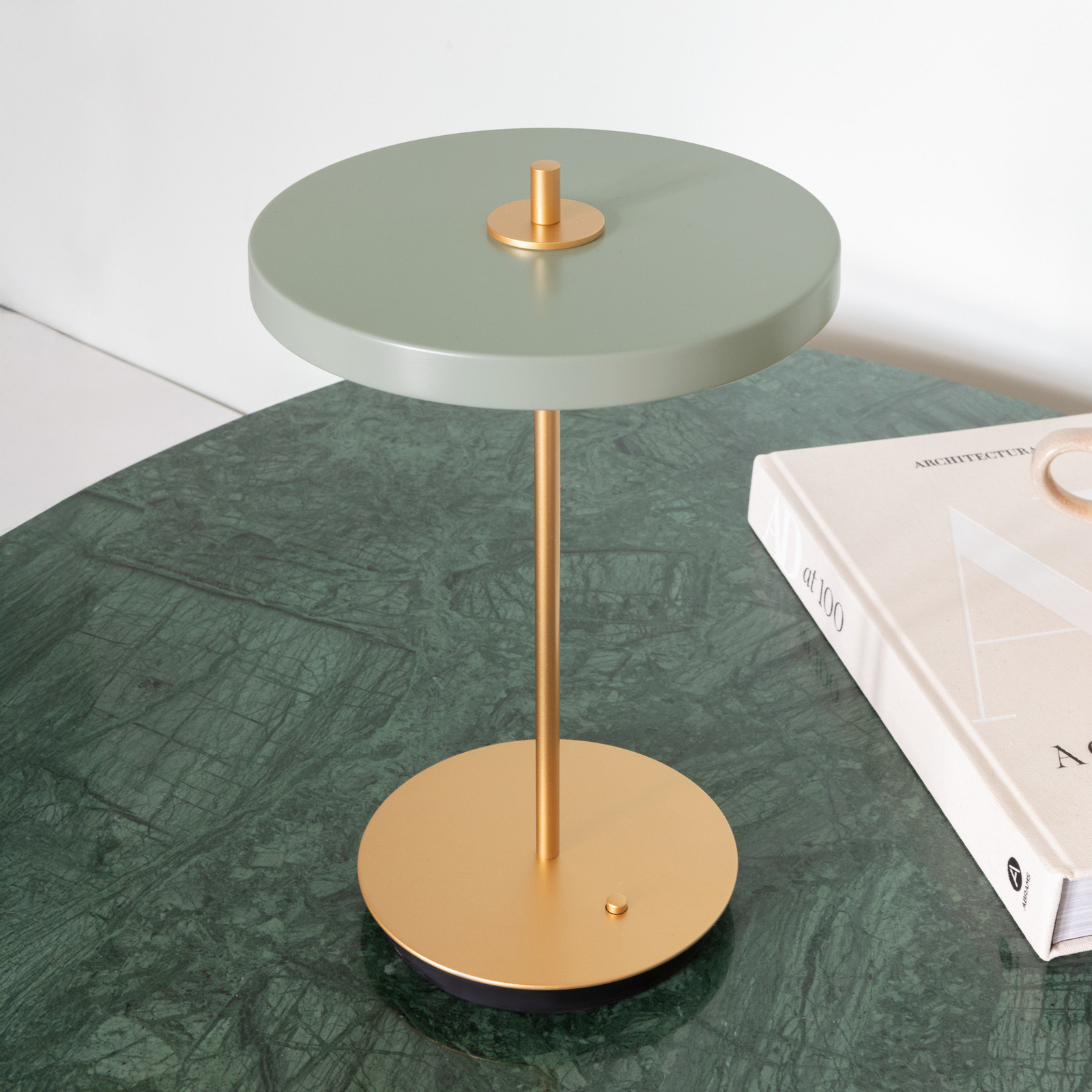 Asteria Move LED rechargeable table lamp olive/brass 31 cm - UMAGE
