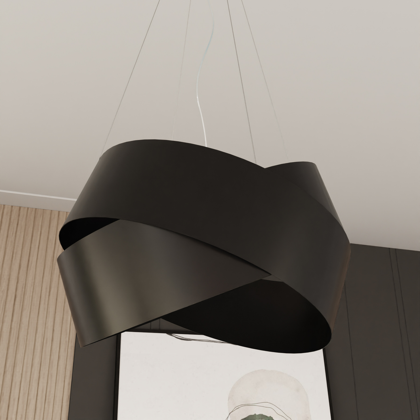 Vieno hanging light, black steel rings