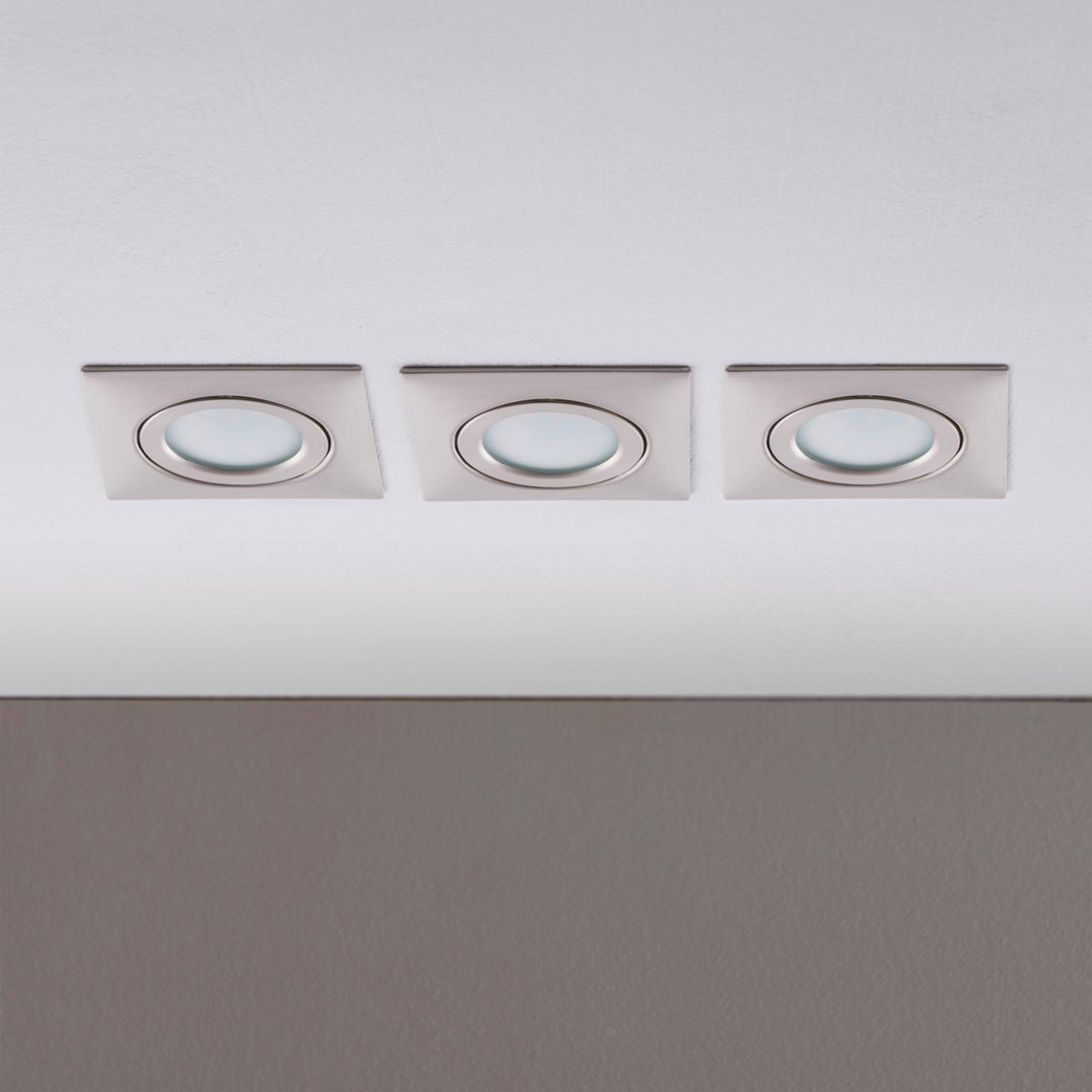 LED inbouwspot Andrej, hoekig, nikkel, set van 3