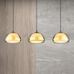 Jella pendant light, length 95 cm, smoke grey, 3-bulb, glass