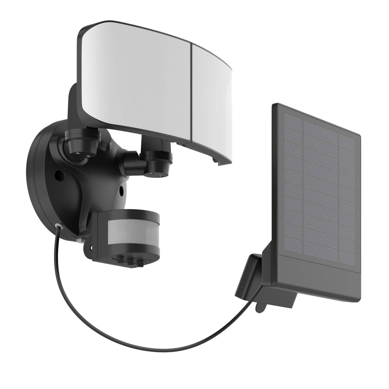 PRIOS Prios Omino LED solar wall spotlight with sensor, plastic, 13 W, W: 19 cm, H: 17.2 cm