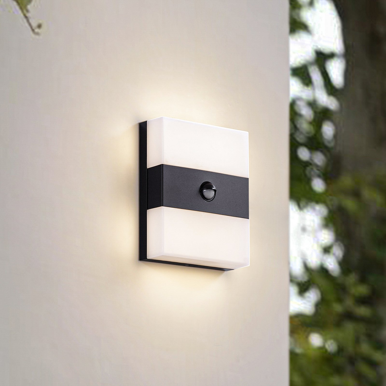 PRIOS LED-utendørs vegglampe Teekon, antrasitt, sensor, IP44