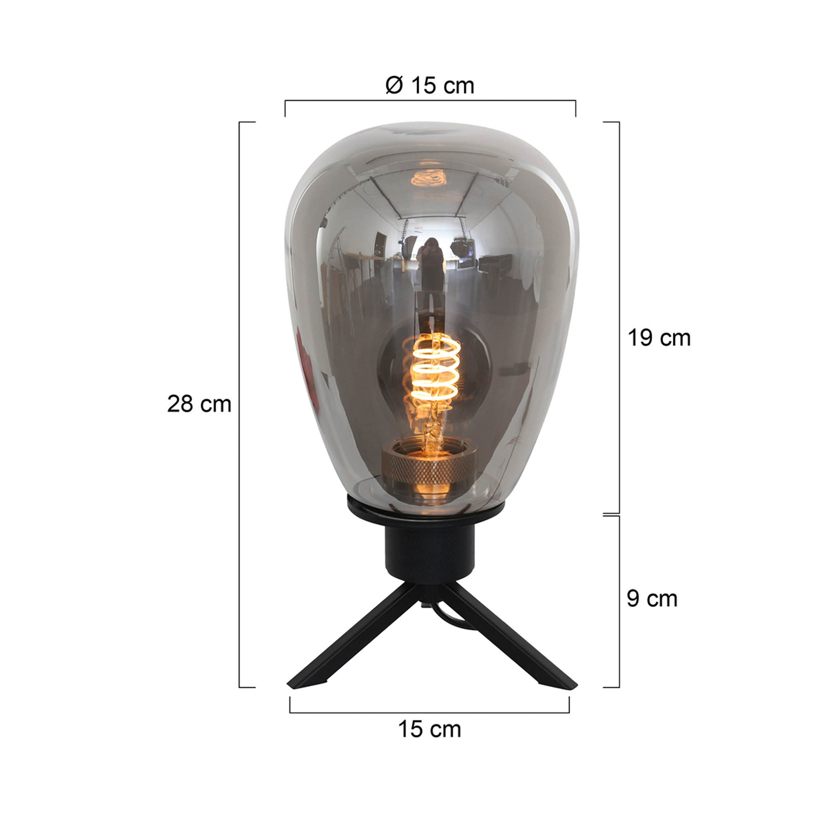 Lámpara de mesa Reflexion, Ø 15 cm, altura 28 cm