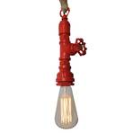 Vintage pendant light with a hemp rope, red