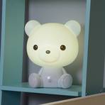 Children's table lamp Dodo bear, white, dimmable, ABS