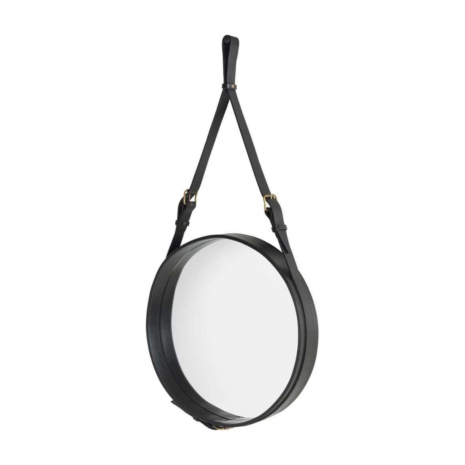 Adnet Wall Mirror Circular Ø45 Black Leather - GUBI