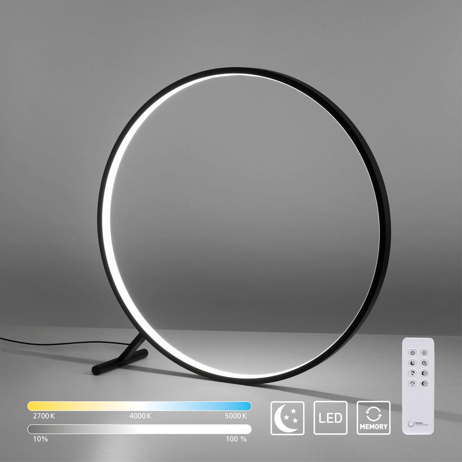 LED vloerlamp Hula CCT met afstandsbediening Ø 80 cm