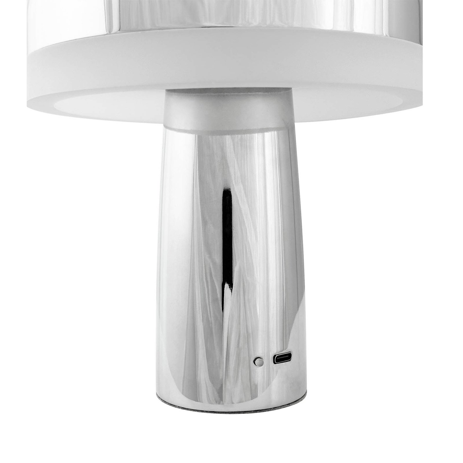 Dyberg Larsen LED table lamp Porter, chrome, height 16 cm