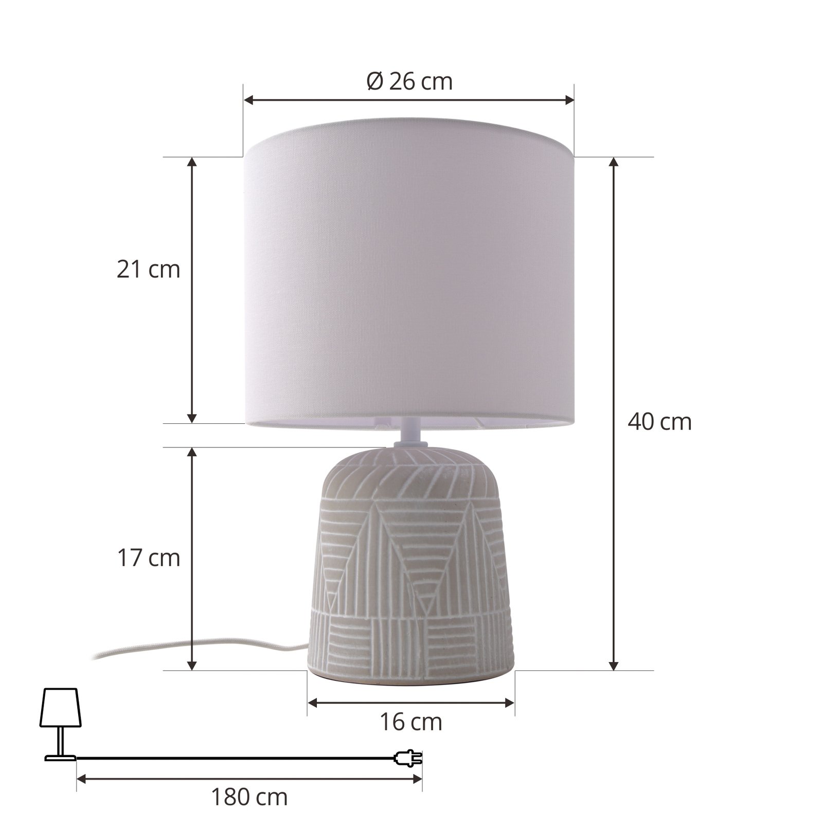 Thalassia Table Lamp Ø26 Grey/White - Lindby