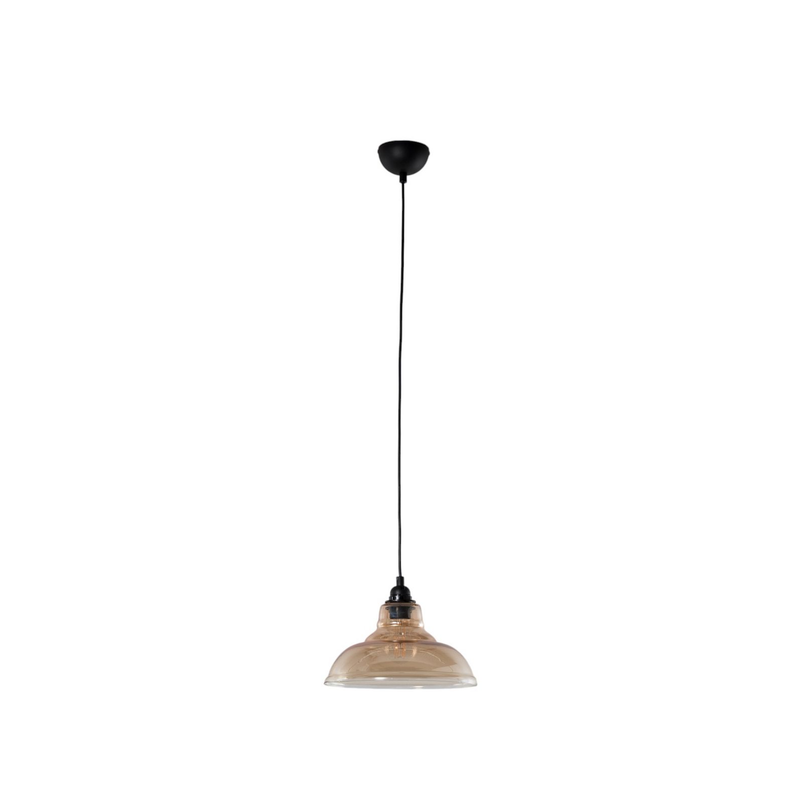 Suspension Dilberay 327-S à 1 lampe ambre/noir verre Ø 28 cm