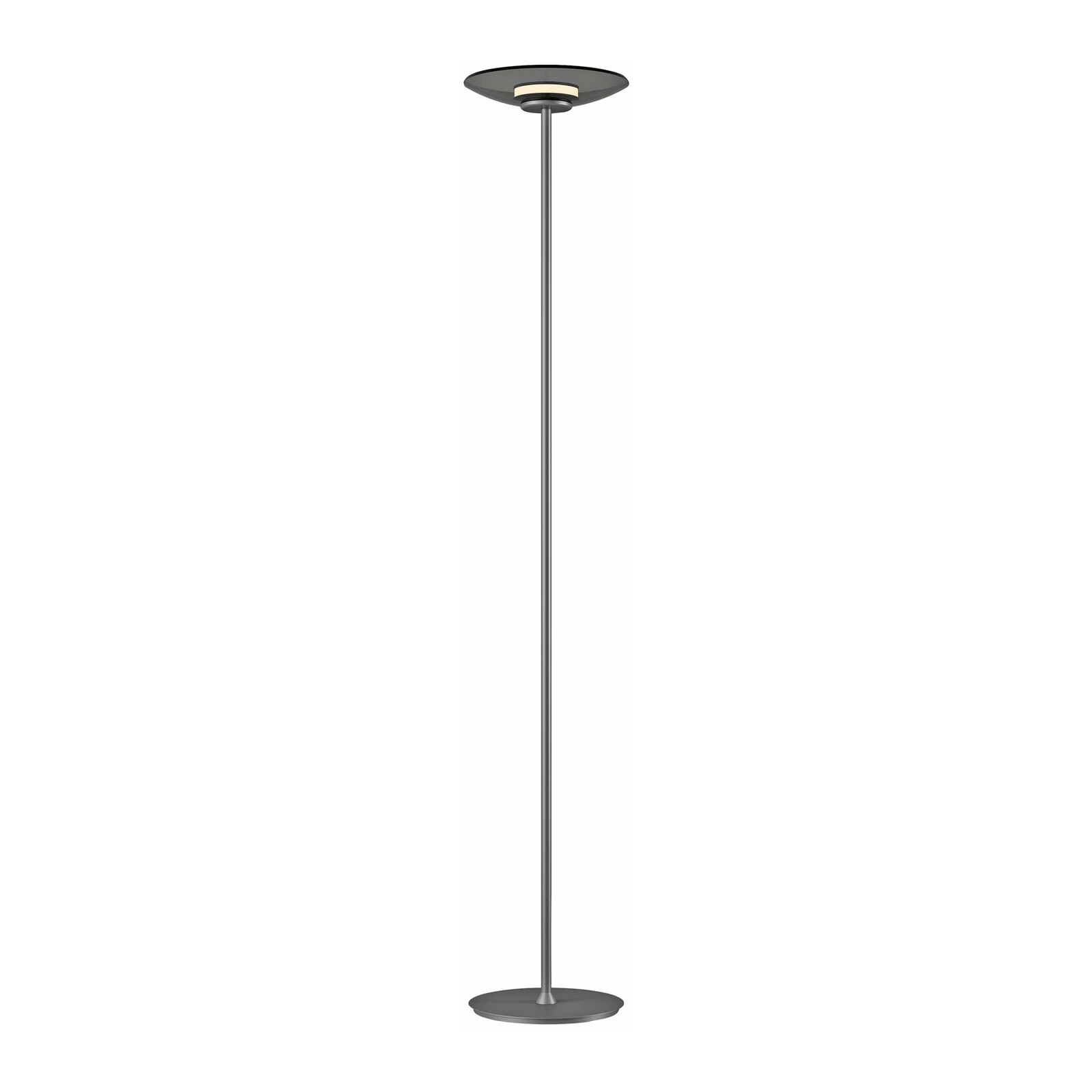 Candeeiro de pé LED PURE Moon, platina, vidro fumado, 180 cm