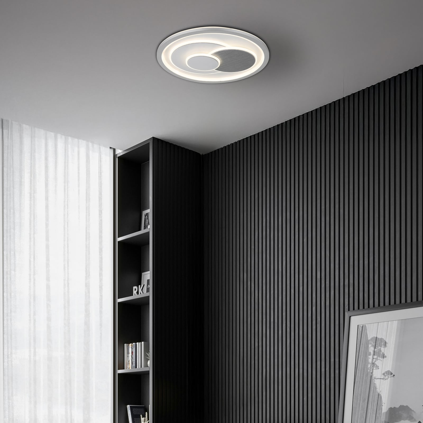 Lampa sufitowa LED Ruiz I, biało-srebrna, Ø 48 cm, CCT Lampa sufitowa LED Ruiz I, biało-srebrna, Ø 48 cm, CCT