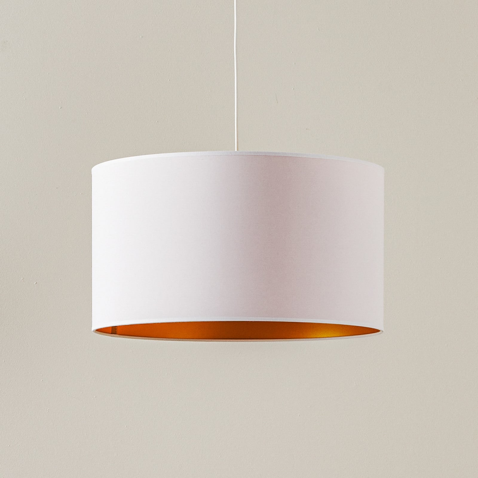 Duolla Lampă suspendată Roller alb/auriu Ø 45 cm - Camera de zi / sufragerie - Modern - alb auriu - Țesătură / Textil