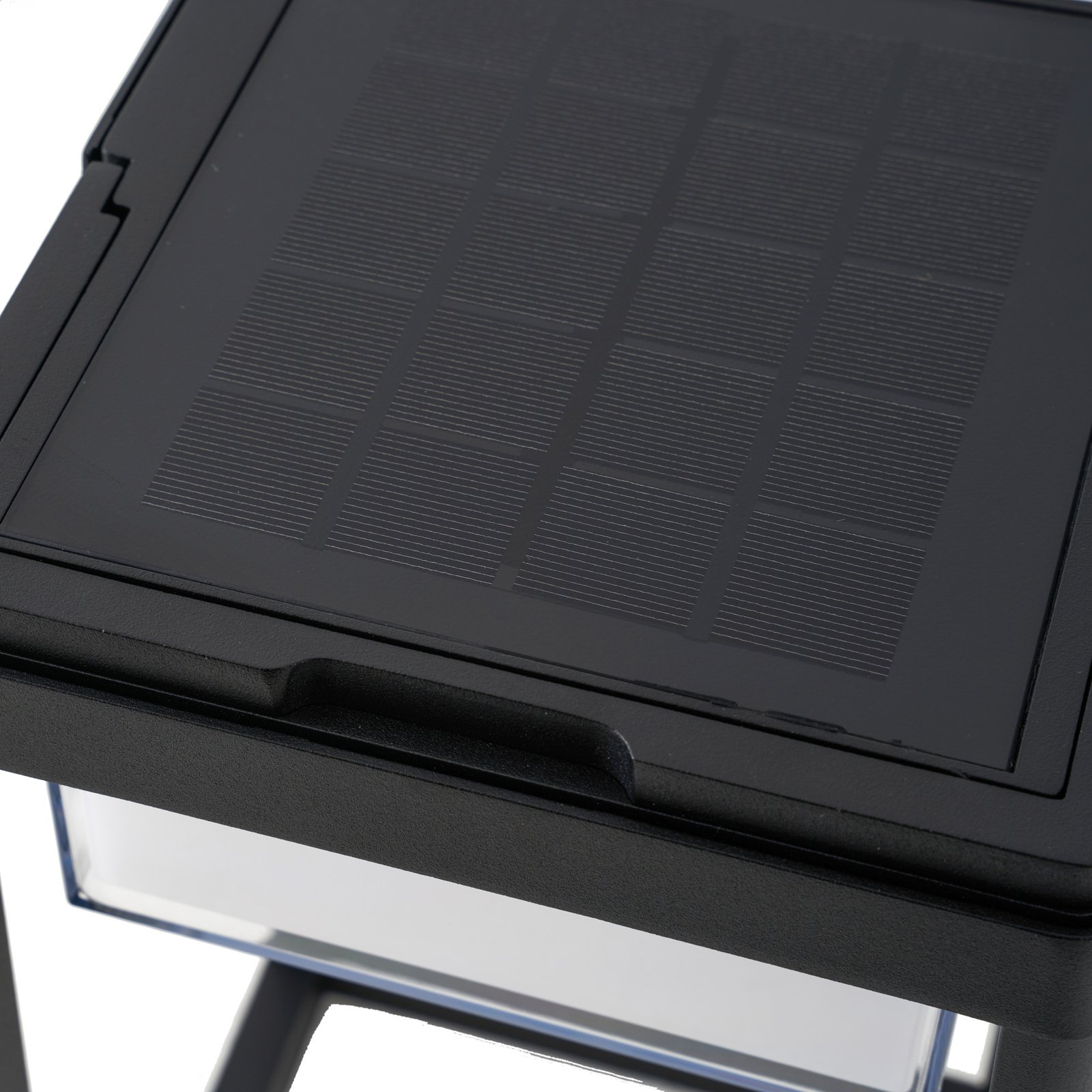 Lucande LED solar tafellamp Tilena, hoekig, zwart, dimbaar