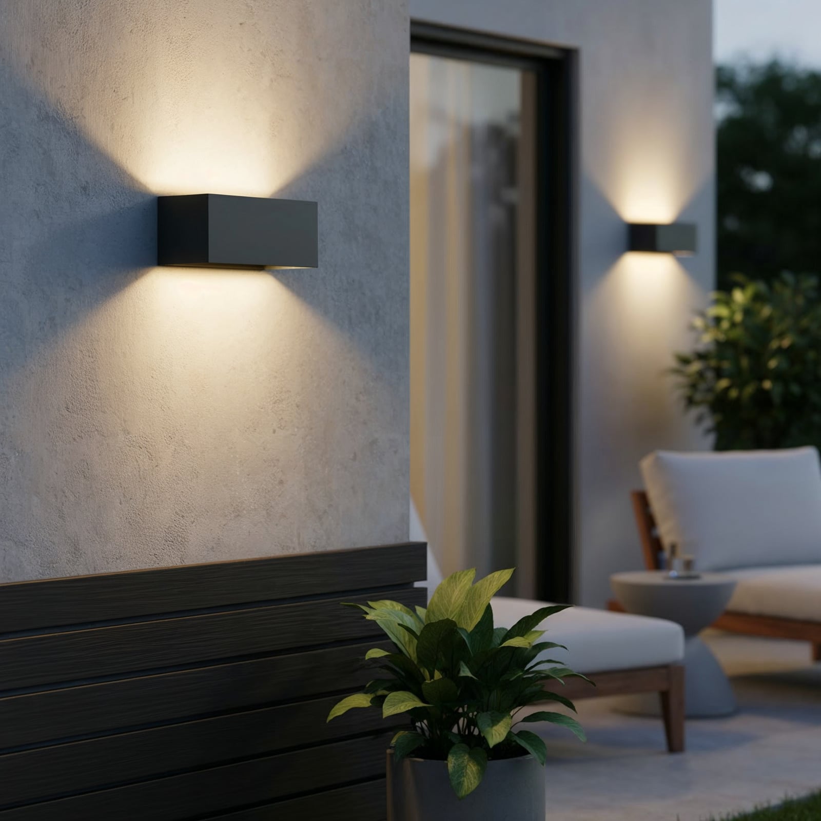 Ideal Lux LED outdoor wall light Atom anthracite, 20 cm, metal