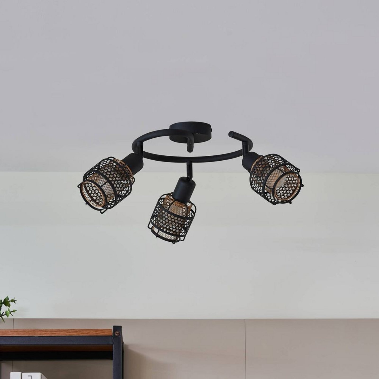 Eudoria 3 Round Kattovalaisin Black/Gold - Lindby