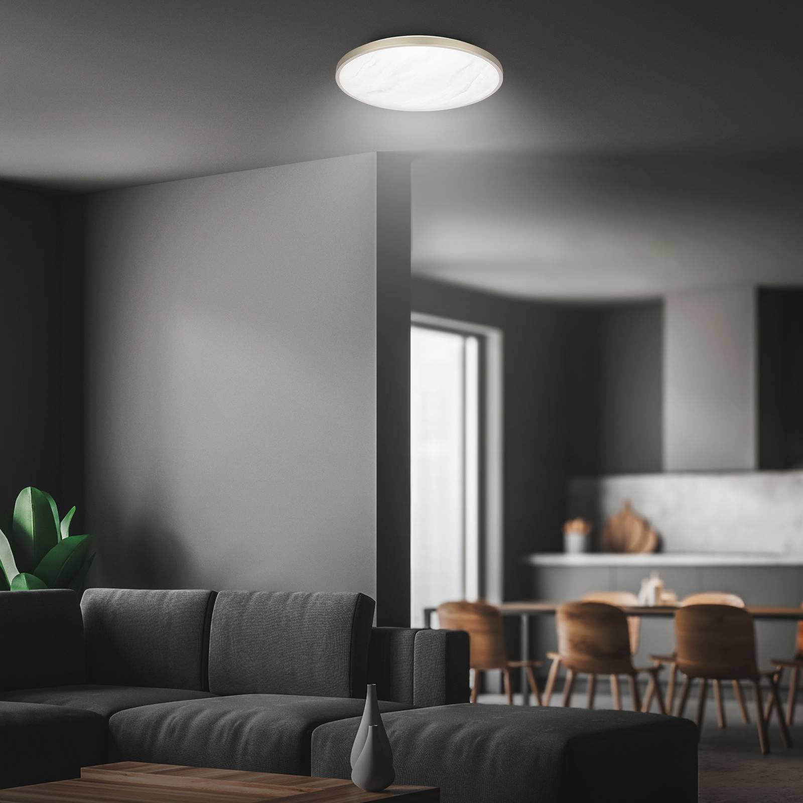 Lampa sufitowa LED Competo, CCT, Ø 38 cm, nikiel matowy