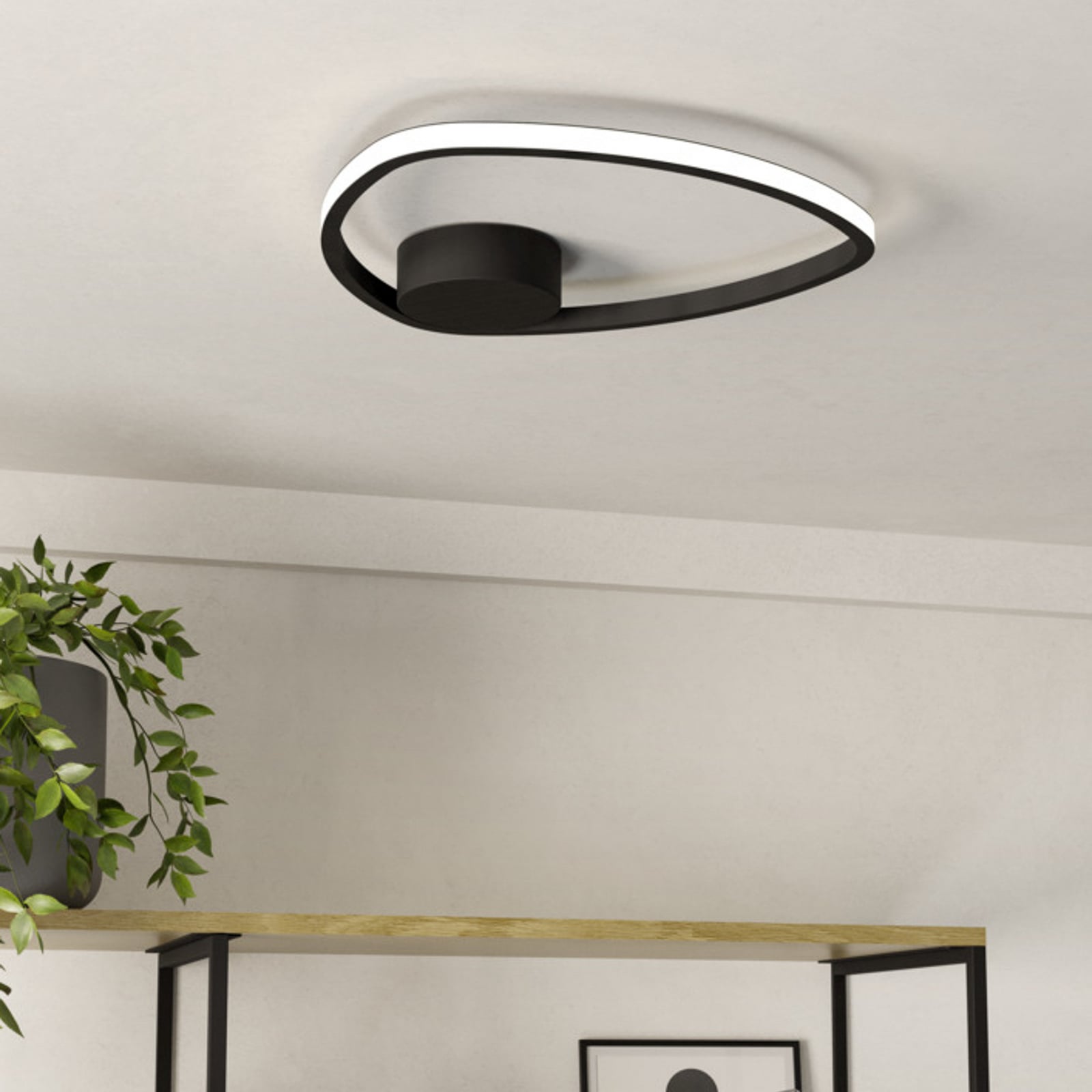Plafonnier LED EGLO MOSCHELLA, noir, Ø 38 cm, CCT