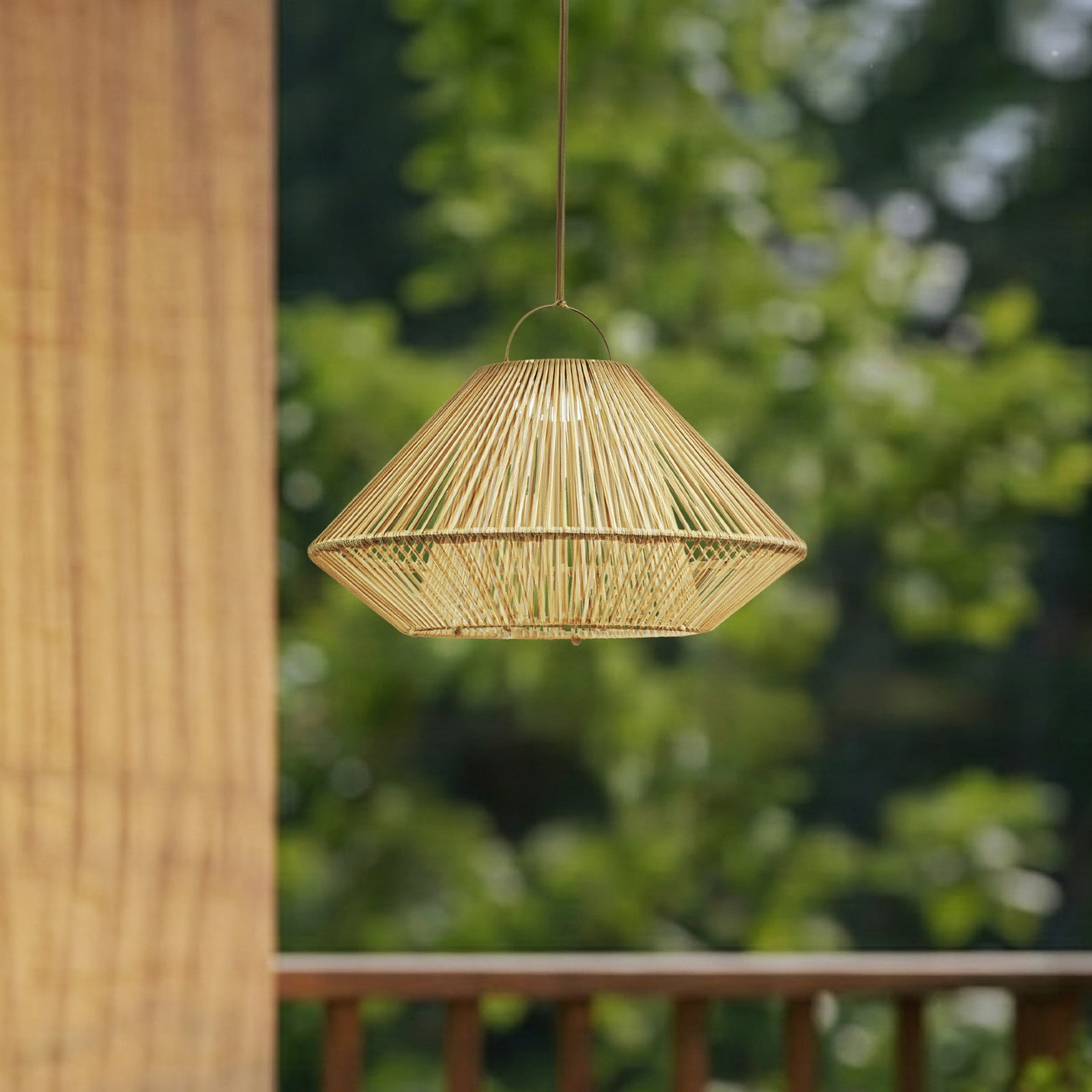 Austas LED-solcellelampe, Ø 50 cm, beige, USB, IP54 - Lindby