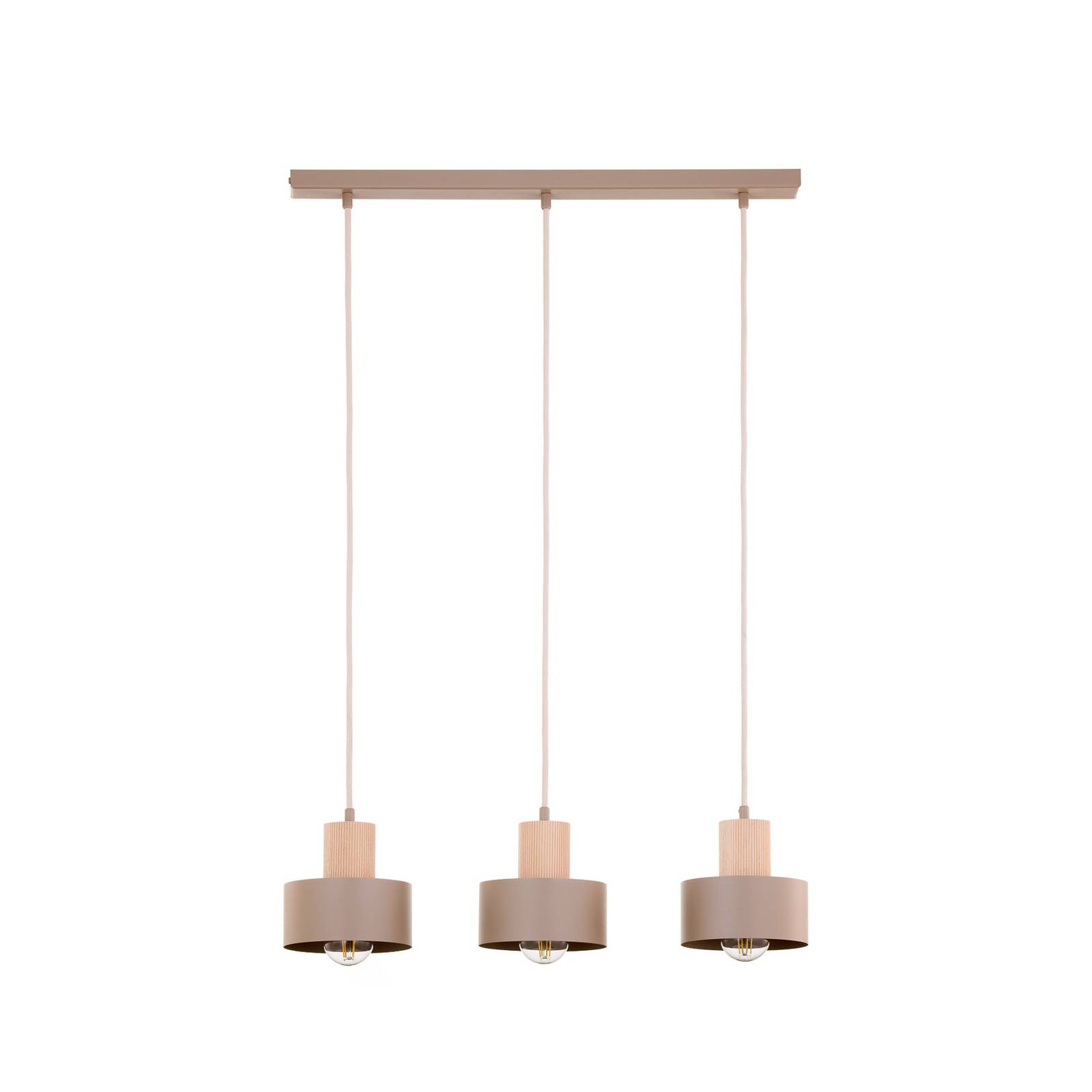 Hängeleuchte Rif Wood, beige/buche, Länge 67 cm, dreiflammig