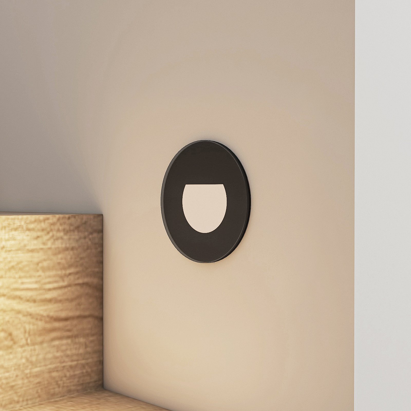 Arcchio Vexi-LED-uppovalaisin CCT, musta, Ø 7,8 cm