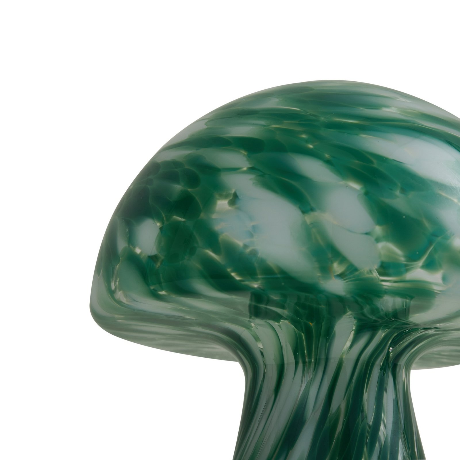 Lindby table lamp Hubi, green, glass, Ø 22 cm, mushroom shape