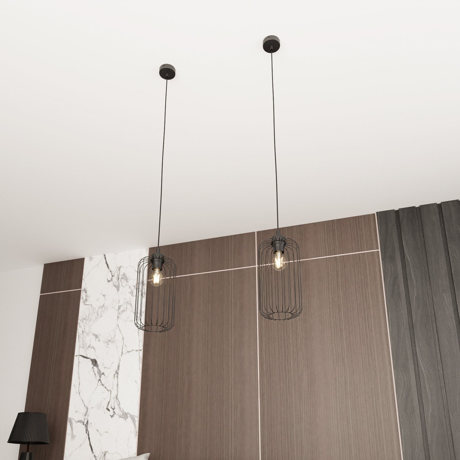 Vander pendant light, Ø 16 cm, black, metal, E27