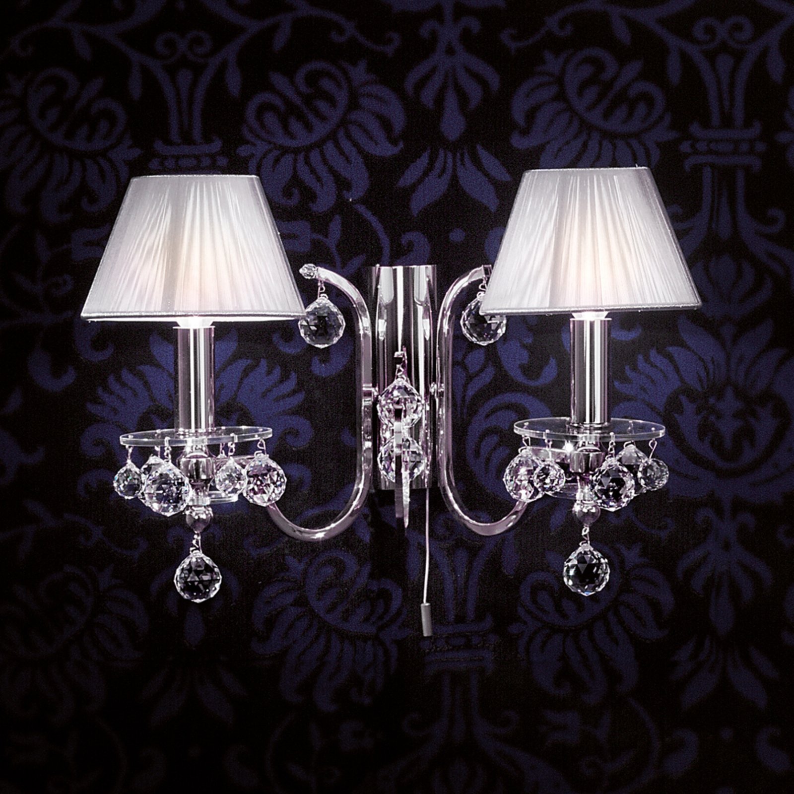 Silvery fabricwall lamp Crystal Design, 2-light