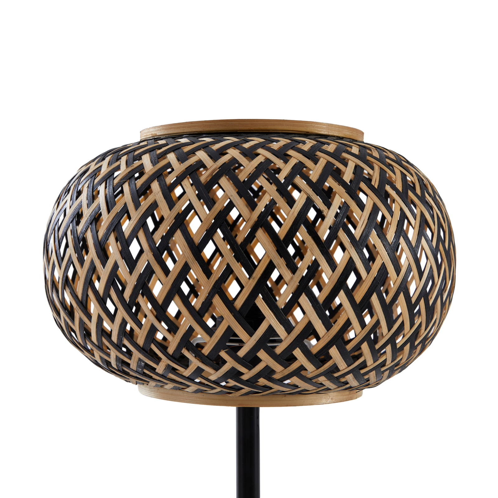 Lindby table lamp Nerys, black, bamboo, Ø 28 cm