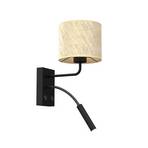 Wandleuchte Jovin 1-flammig mit Spot, Rattanschirm