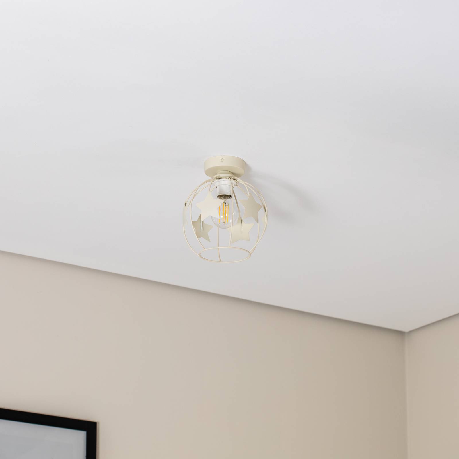Lampa sufitowa Stars, kolor piaskowy, metal, Ø 21 cm