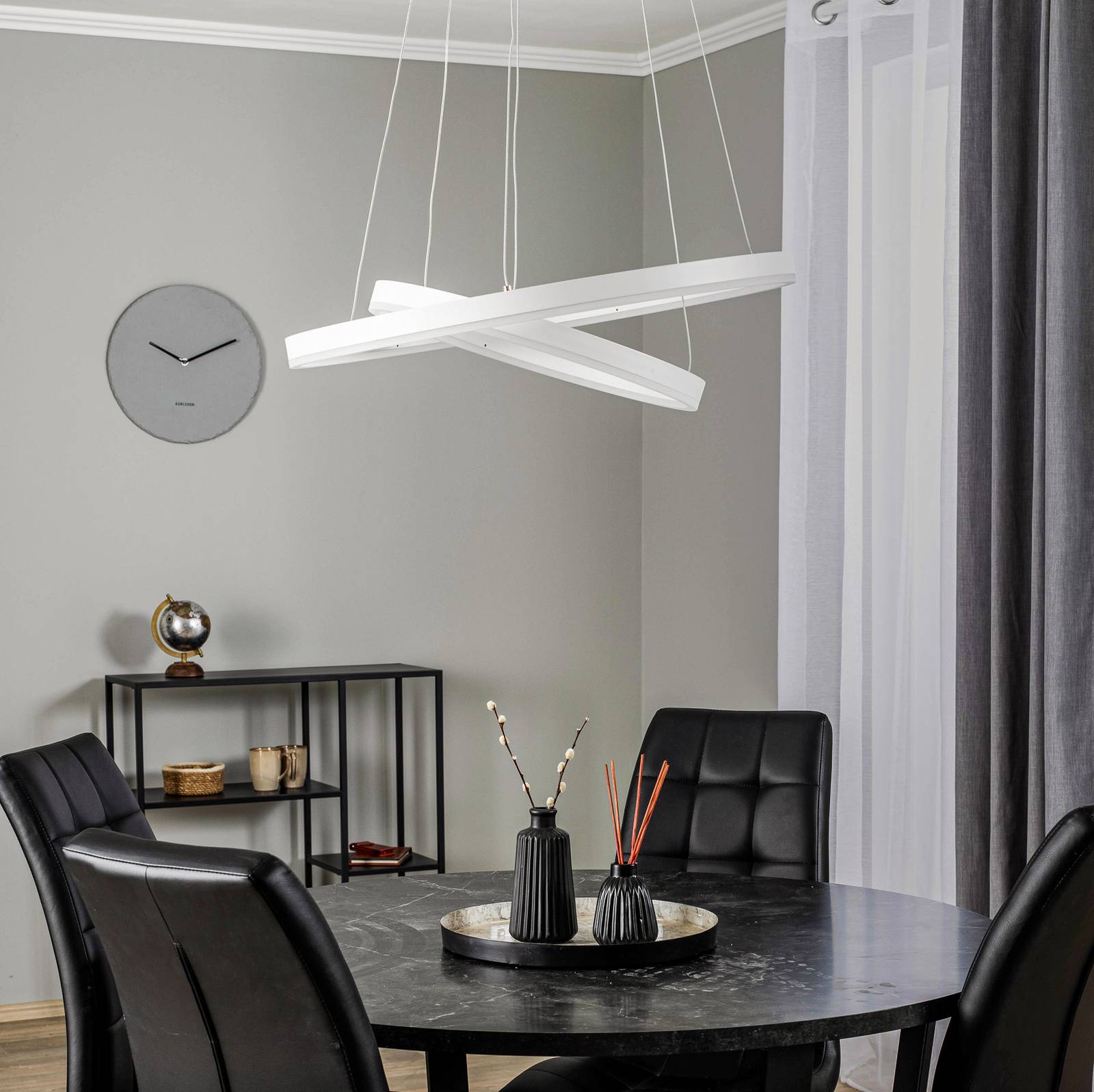 Lampa wisząca Arcchio LED Albiona, biała, 2 pierścienie, Ø 60 cm