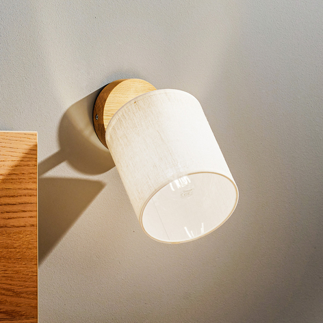 Wandlamp Canvas, beige, stoffen kap, Ø 13cm