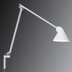 Louis Poulsen NJP LED sienas lampa, ar garu roku, balta