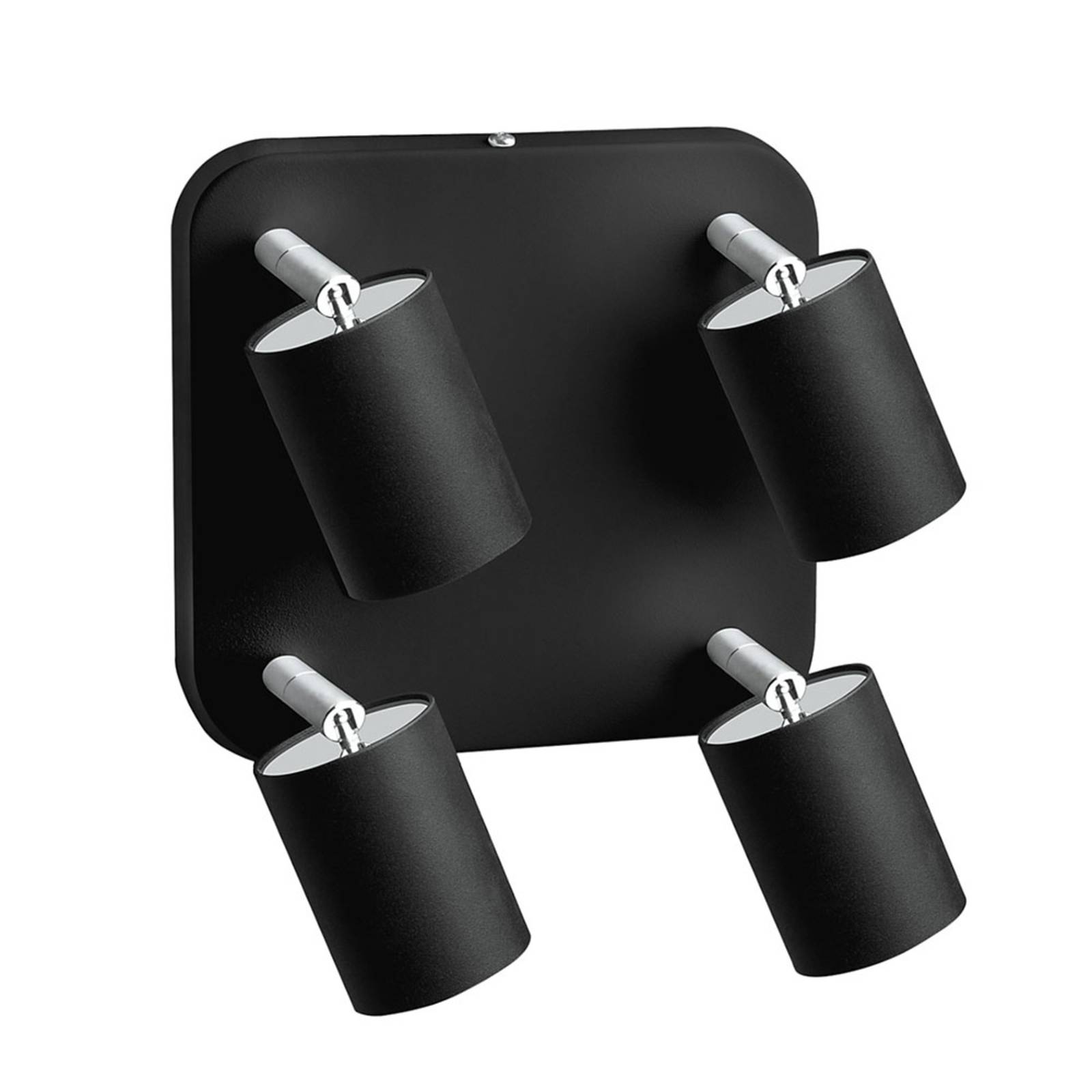 Deckenlampe Eye Spot vierflammig Quadrat, schwarz