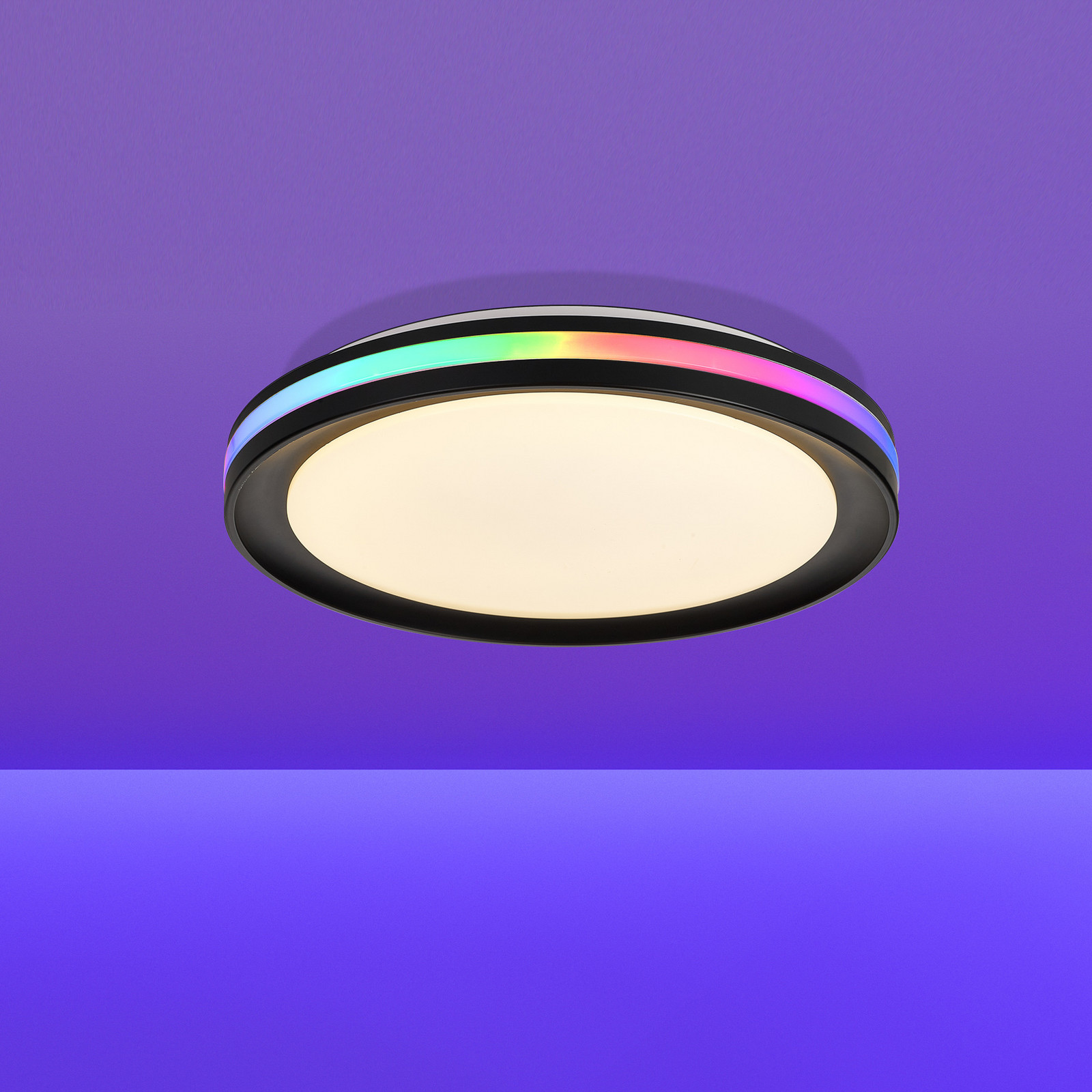Mantra Iluminación LED stropna svjetiljka Gamer, RGB, CCT, daljinski upravljač, crna - Dnevni boravak/blagovaonica - crno - Metal
