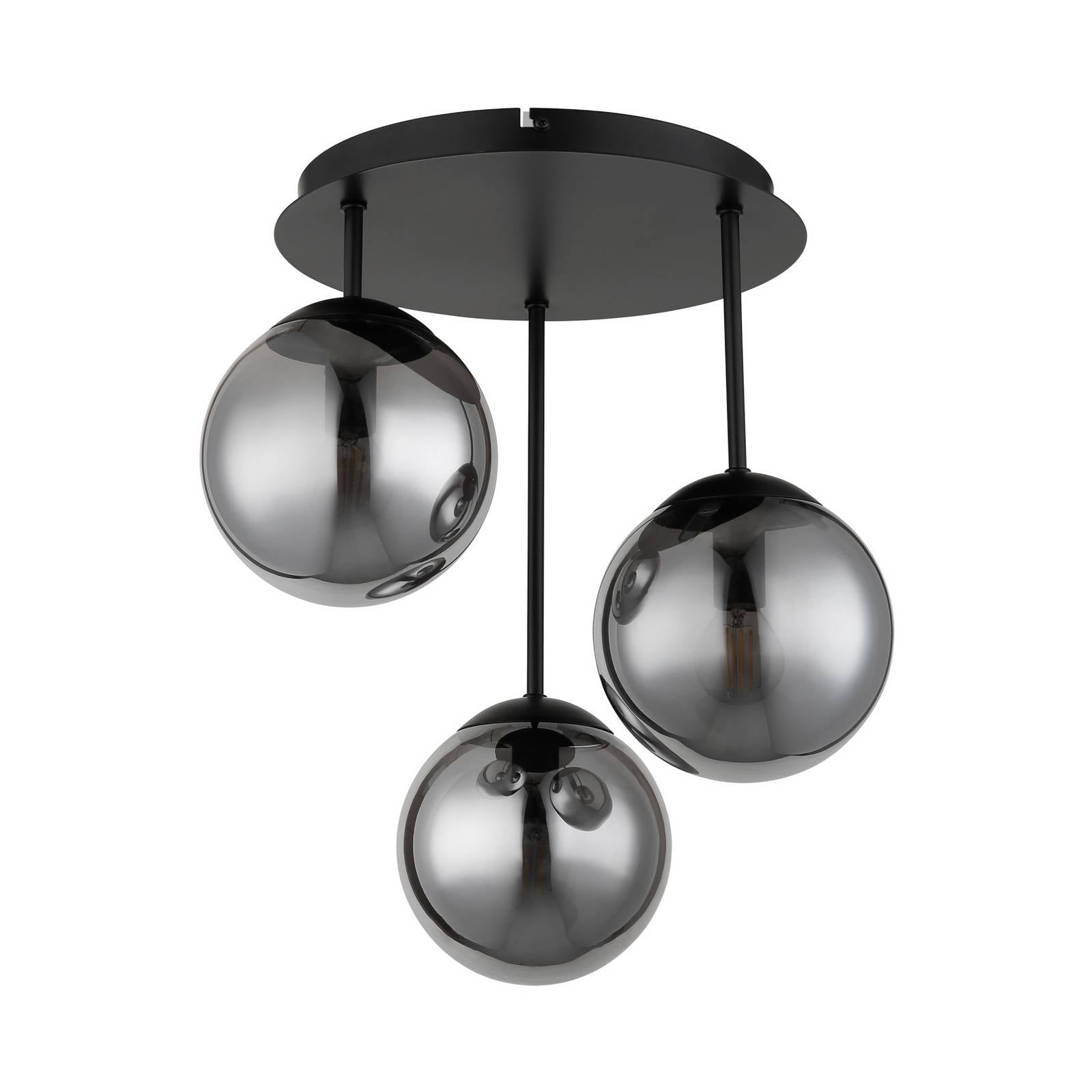 Deckenleuchte Harmon, schwarz/rauch, Glas, Ø 33 cm, E14