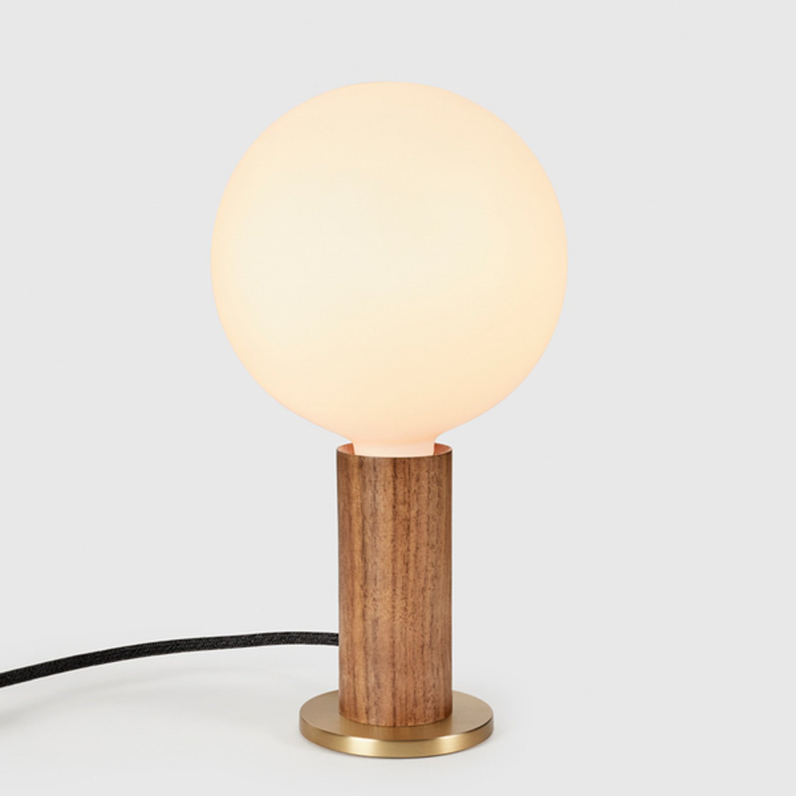 Tala table lamp Knuckle, opal globe bulb, walnut