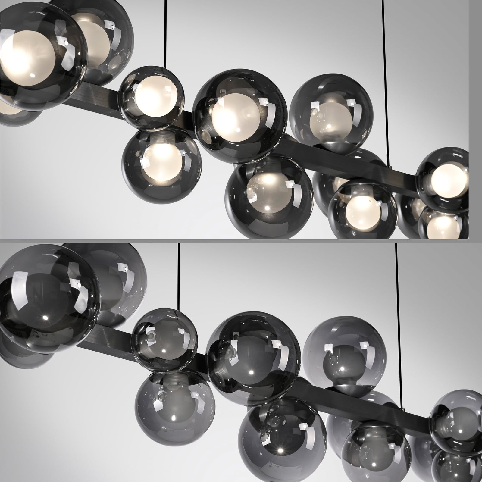 E-Popup LED-Hängelampe, platin, Glas, CCT, 18-flg. - PURE E-Popup LED-Hängelampe, platin, Glas, CCT, 18-flg. - PURE
