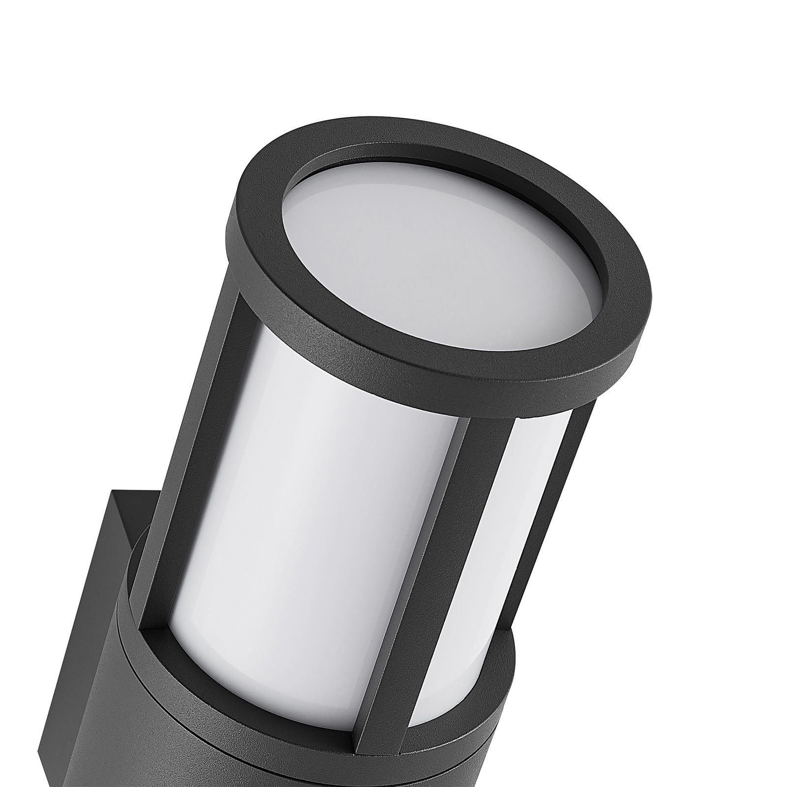 Facado II utomhusvägglampa, grå/opal, Ø 11 cm, IP65, metall