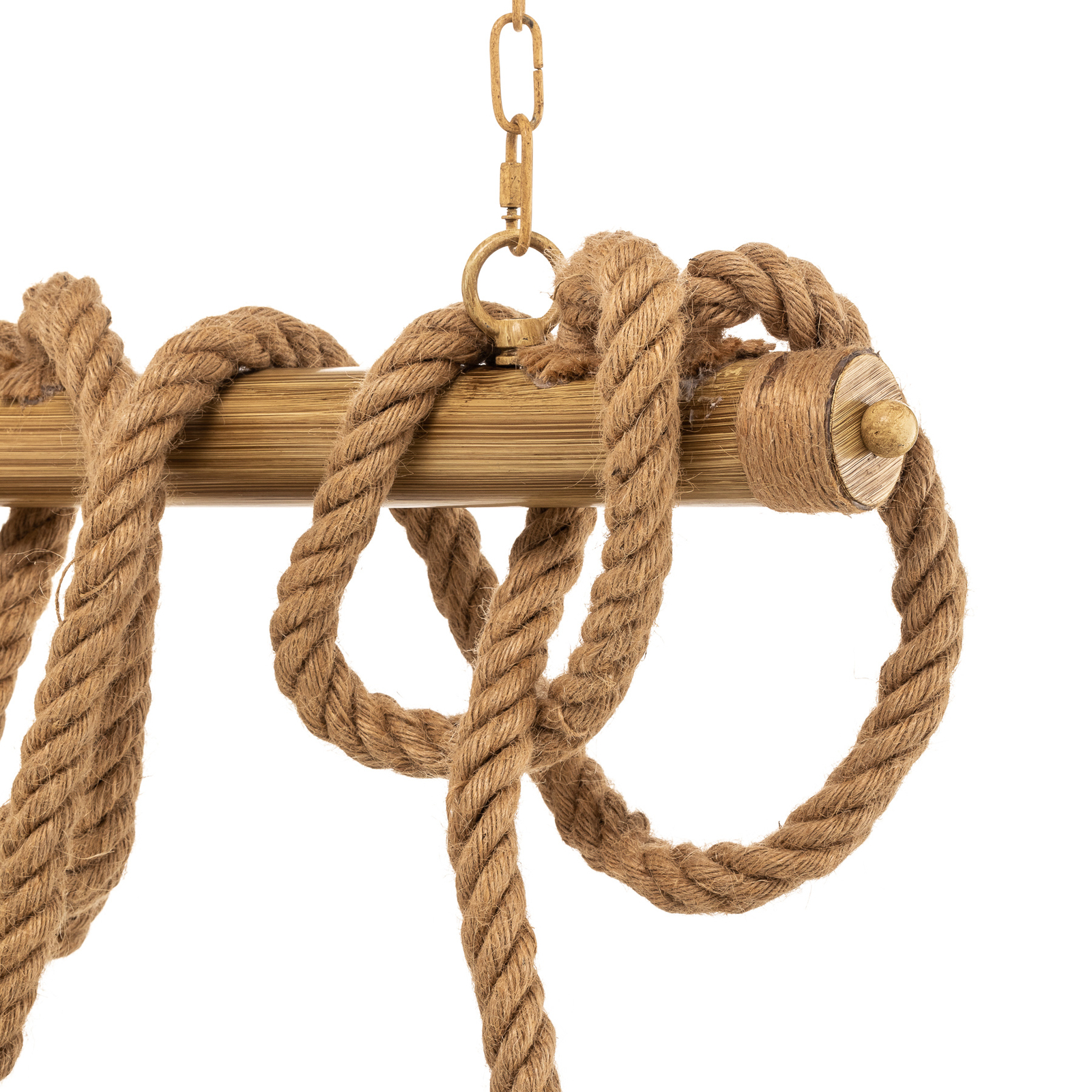 Mauli pendant light made of wood and ropes