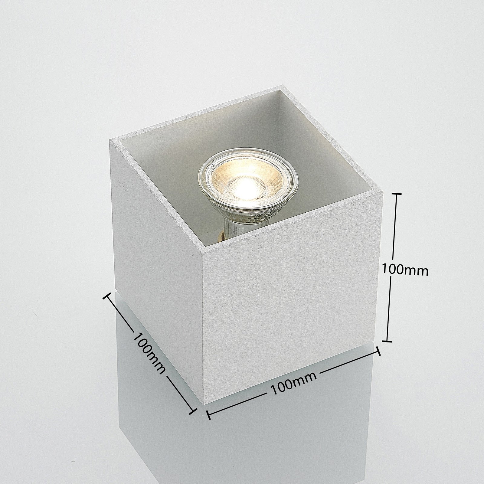 Lindby Parvin aluminium-downlight, hoekig, wit