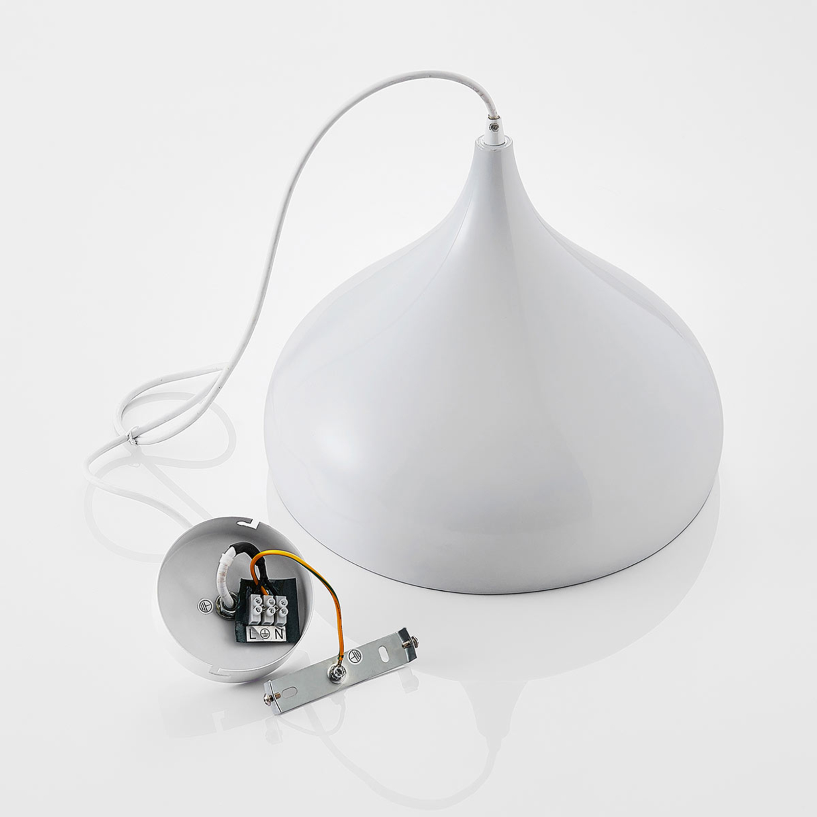 Lindby hanging light Ritana, white, aluminium, Ø 31 cm