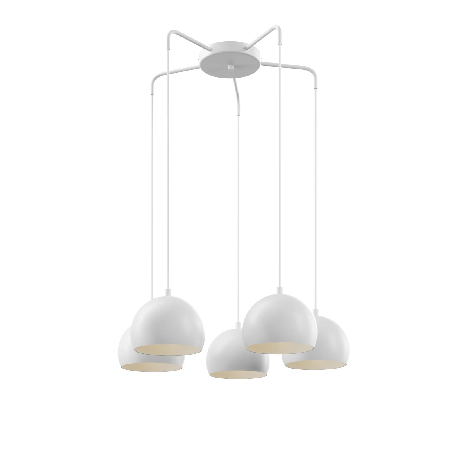 Suspension Sool, blanche, Ø 53 cm, à 5 lampes, métal, E27