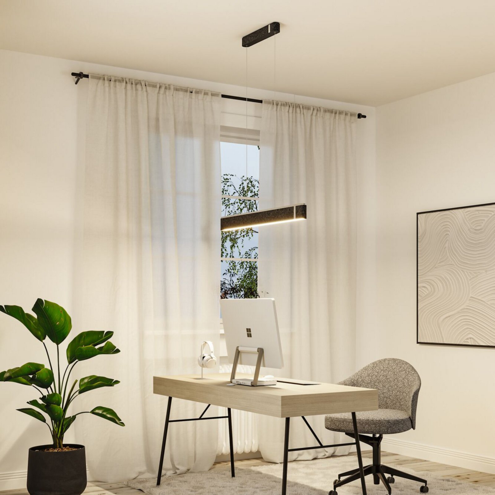 Paulmann Smart LED-Hängelampe Jagun, anthrazit, 100 cm, Filz