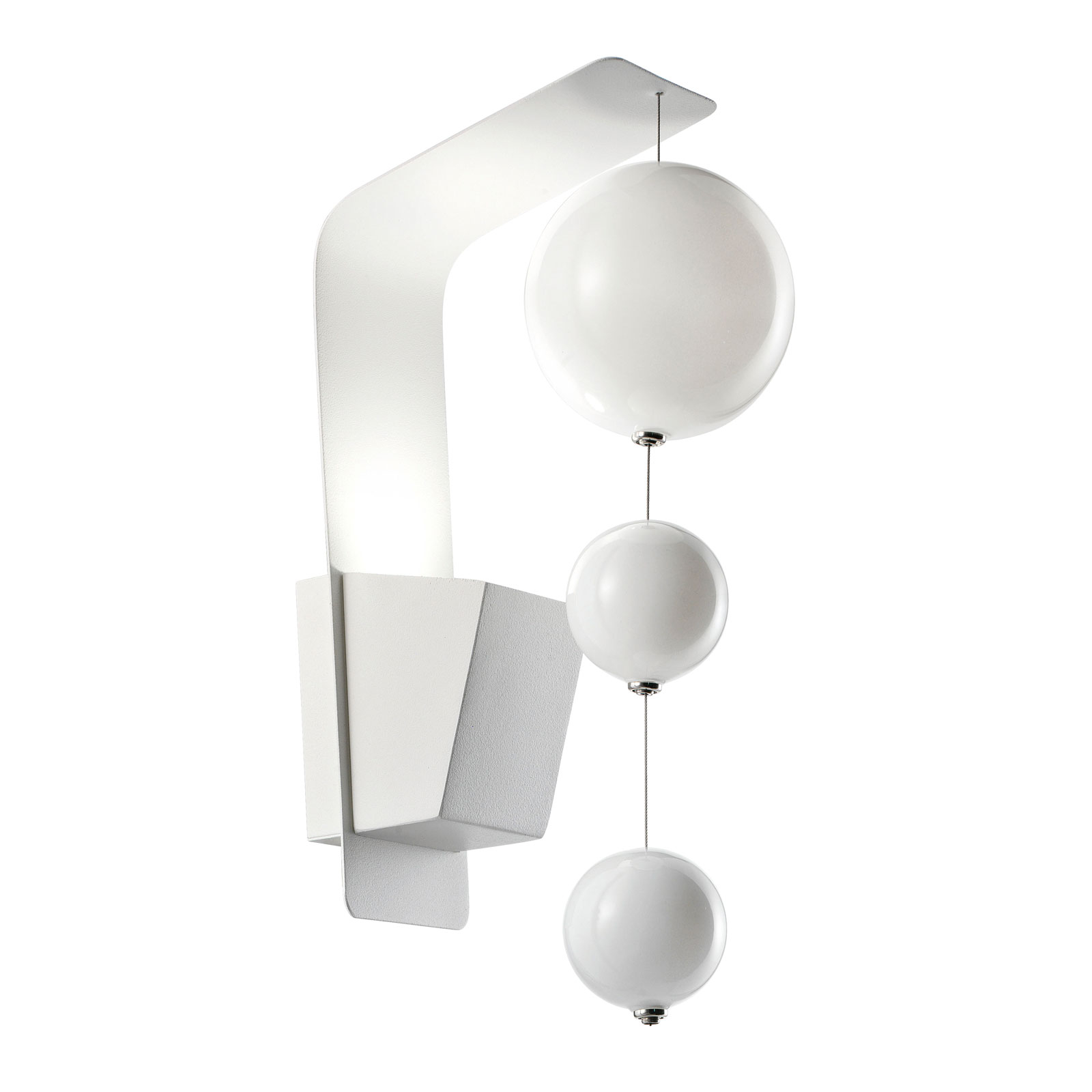 Bolero wall light, white mount, white balls