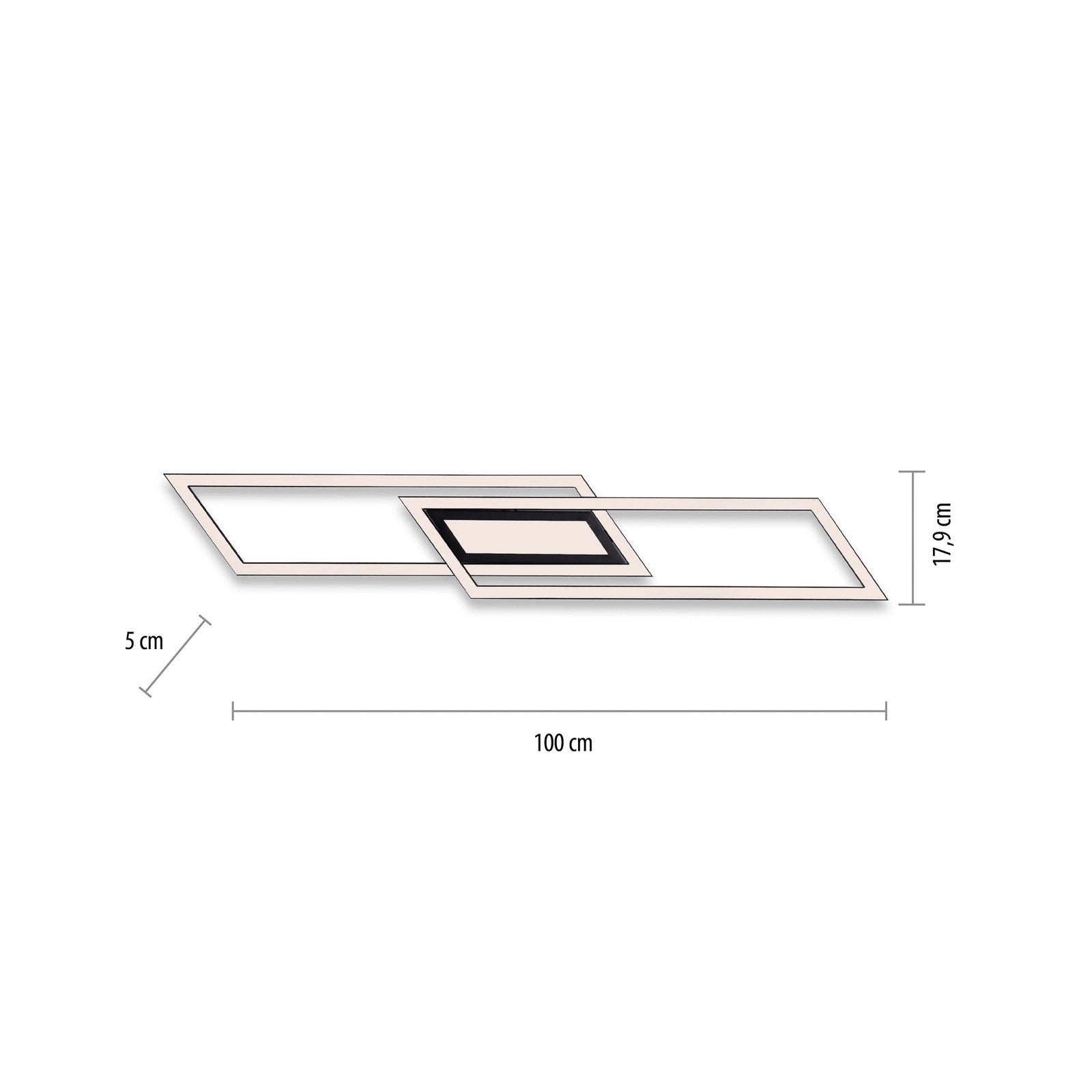 LED-Deckenleuchte Asmin, CCT, schwarz, 100x17,9cm