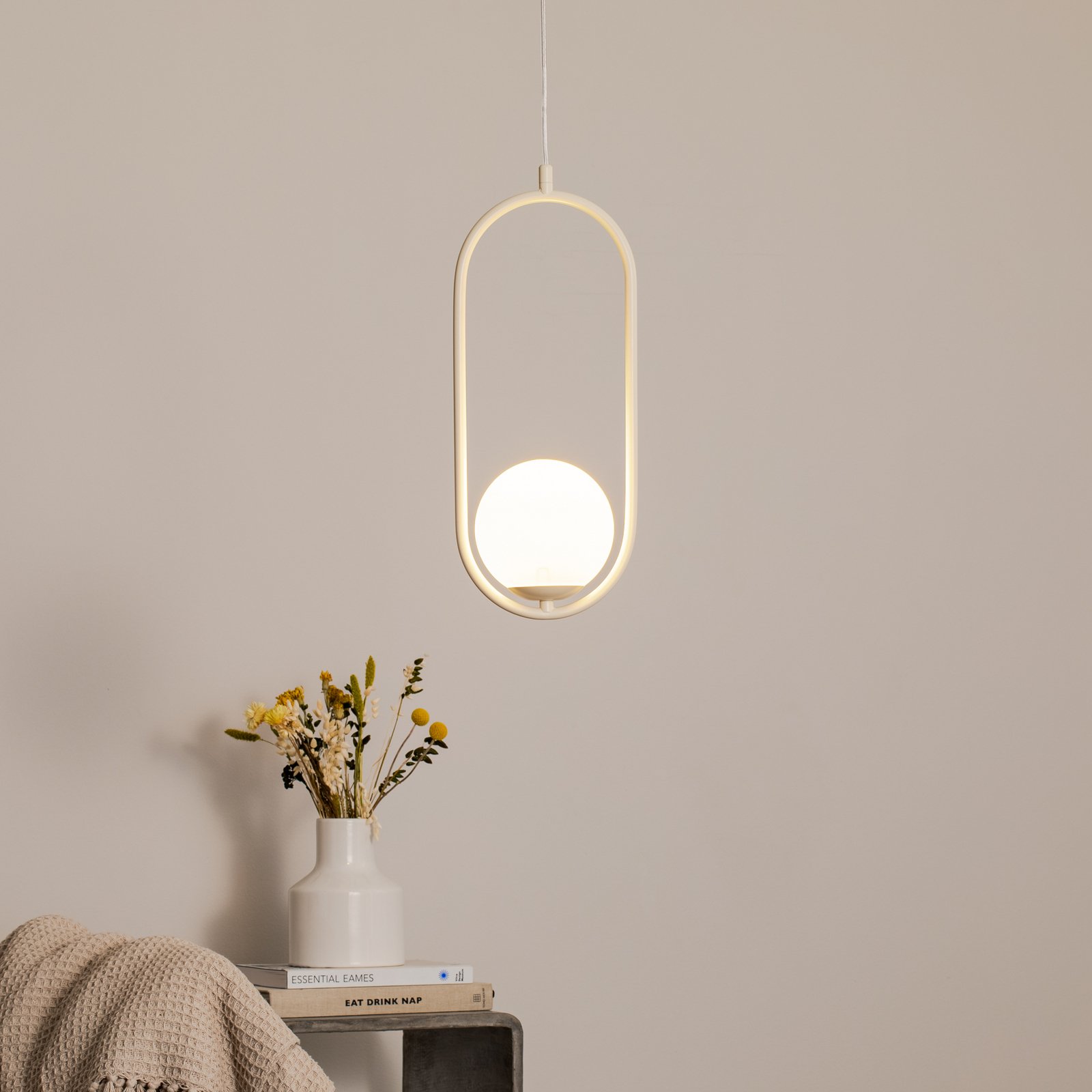 Hängeleuchte Dione, opal/creme, 1-flammig