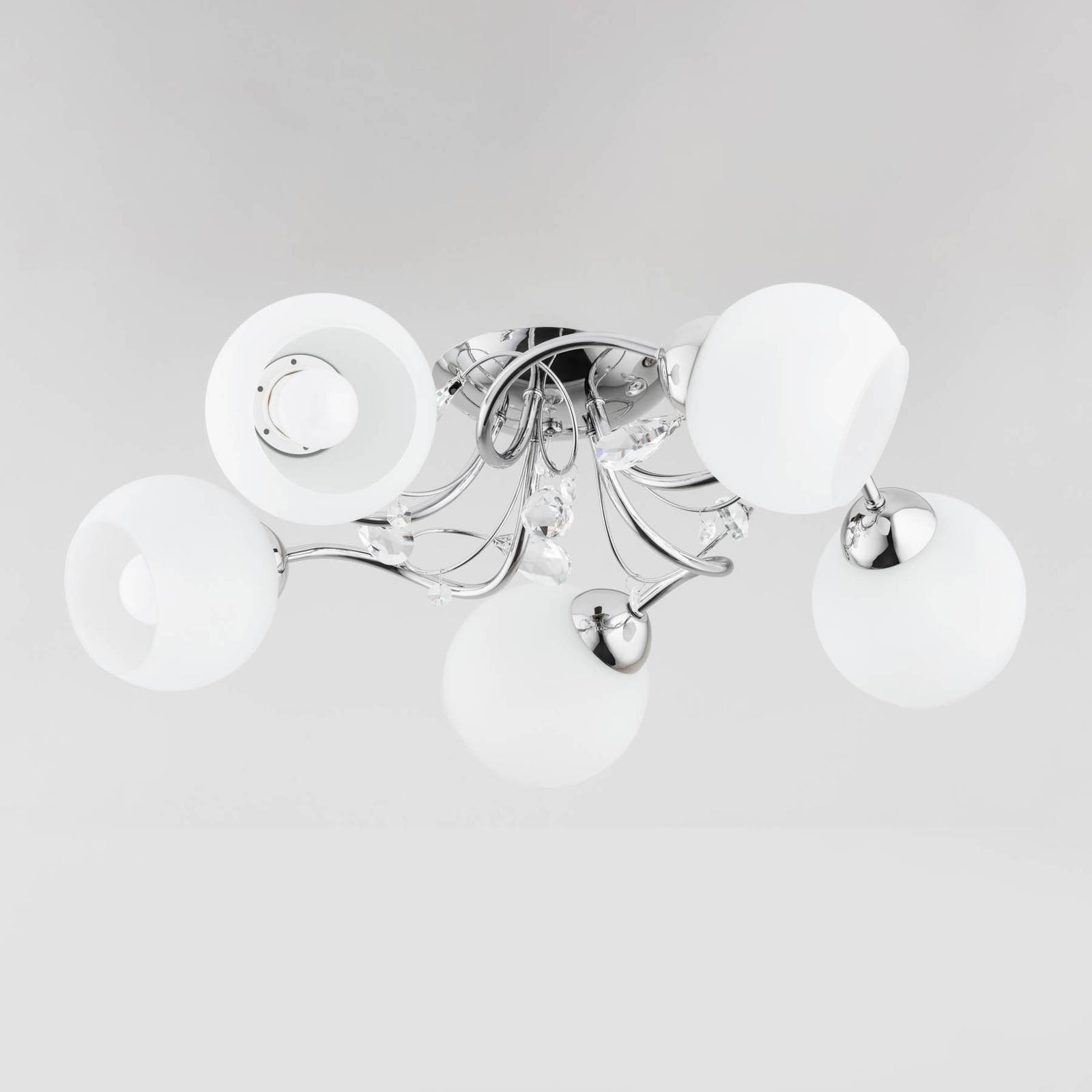 alfa plafonnier livia pro, chromé/blanc, à cinq lampes