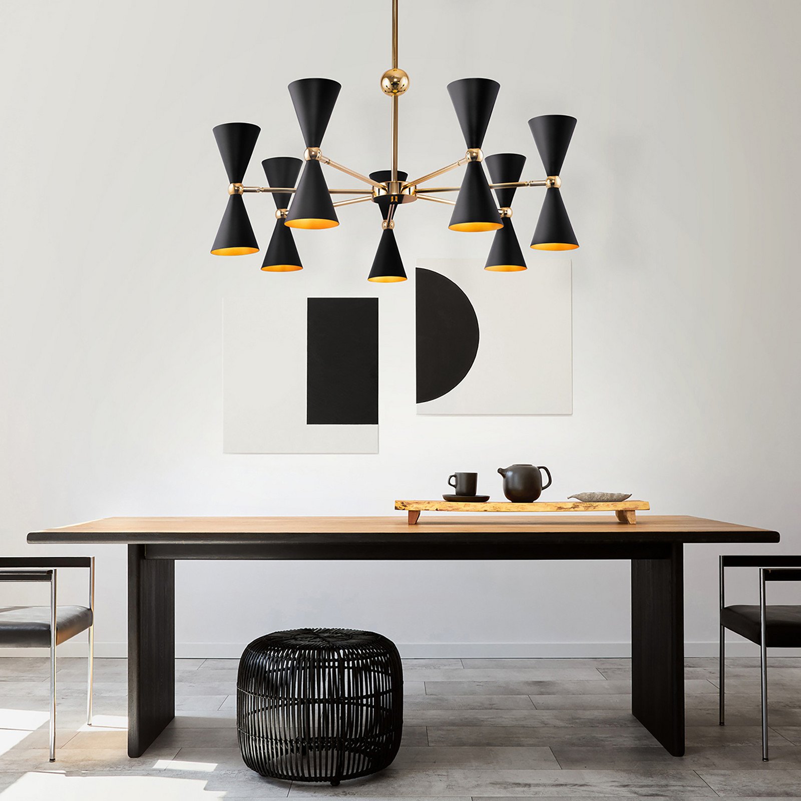 Maytoni Vesper lampă susp. 14 becuri negru/auriu - Camera de zi / sufragerie - modern - negru auriu - Metal
